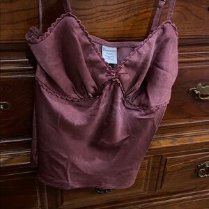 New! No Boundaries Satin Cami in Burgundy